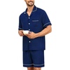 image:imageSWOMOG Mens Pajama Sets Short Sleeve Sleepwear Button Down Loungewear Soft Modal Lounge Pjs with Pockets SXXLNavy Blue