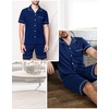 image:imageSWOMOG Mens Pajama Sets Short Sleeve Sleepwear Button Down Loungewear Soft Modal Lounge Pjs with Pockets SXXLNavy Blue