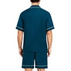 image:imageSWOMOG Mens Pajama Sets Short Sleeve Sleepwear Button Down Loungewear Soft Modal Lounge Pjs with Pockets SXXLOxford Blue
