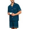 image:imageSWOMOG Mens Pajama Sets Short Sleeve Sleepwear Button Down Loungewear Soft Modal Lounge Pjs with Pockets SXXLOxford Blue