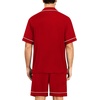 image:imageSWOMOG Mens Pajama Sets Short Sleeve Sleepwear Button Down Loungewear Soft Modal Lounge Pjs with Pockets SXXLRed