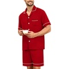 image:imageSWOMOG Mens Pajama Sets Short Sleeve Sleepwear Button Down Loungewear Soft Modal Lounge Pjs with Pockets SXXLRed