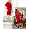 image:imageSWOMOG Mens Pajama Sets Short Sleeve Sleepwear Button Down Loungewear Soft Modal Lounge Pjs with Pockets SXXLRed