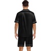 image:imageSWOMOG Silk Satin Pajamas Sets for Men Short Sleeve 2 Piece Button Down Sleepwear Mens Loungewear Sets with PocketsBlack