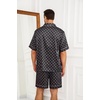 image:imageSWOMOG Silk Satin Pajamas Sets for Men Short Sleeve 2 Piece Button Down Sleepwear Mens Loungewear Sets with PocketsBlack Floral