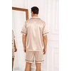image:imageSWOMOG Silk Satin Pajamas Sets for Men Short Sleeve 2 Piece Button Down Sleepwear Mens Loungewear Sets with PocketsChampagne
