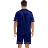 image:imageSWOMOG Silk Satin Pajamas Sets for Men Short Sleeve 2 Piece Button Down Sleepwear Mens Loungewear Sets with PocketsDeep Navy Blue