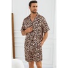 image:imageSWOMOG Silk Satin Pajamas Sets for Men Short Sleeve 2 Piece Button Down Sleepwear Mens Loungewear Sets with PocketsLeopard Print