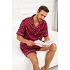 image:imageSWOMOG Silk Satin Pajamas Sets for Men Short Sleeve 2 Piece Button Down Sleepwear Mens Loungewear Sets with PocketsRed Floral