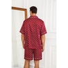 image:imageSWOMOG Silk Satin Pajamas Sets for Men Short Sleeve 2 Piece Button Down Sleepwear Mens Loungewear Sets with PocketsRed Floral