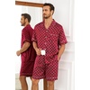image:imageSWOMOG Silk Satin Pajamas Sets for Men Short Sleeve 2 Piece Button Down Sleepwear Mens Loungewear Sets with PocketsRed Floral