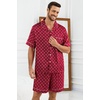 image:imageSWOMOG Silk Satin Pajamas Sets for Men Short Sleeve 2 Piece Button Down Sleepwear Mens Loungewear Sets with PocketsRed Floral