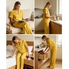 image:imageSWOMOG Women Pajama Sets TwoPiece Nightwear Short Sleeve Sleepwear Button Down Pj Lounge Sets with Long PantsPale Yellow