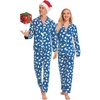 image:imageSWOMOG Family Christmas Pajamas Set Women amp Men Long Sleeve Sleepwear Party Pj Sets ButtonDown Loungewear Set Men Blue With Polar Bear XXLarge