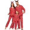image:imageSWOMOG Family Christmas Pajamas Set Women amp Men Long Sleeve Sleepwear Party Pj Sets ButtonDown Loungewear Set Red Christmas Deer 130