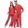 image:imageSWOMOG Family Christmas Pajamas Set Women amp Men Long Sleeve Sleepwear Party Pj Sets ButtonDown Loungewear Set Red Christmas Deer 140