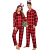 image:imageSWOMOG Family Christmas Pajamas Set Women amp Men amp Kids Long Sleeve Pj Set Party Sleepwear ButtonDown Loungewear Set Men Big Red With Black Grid Medium