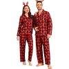 image:imageSWOMOG Matching Family Christmas Pajamas Set Long Sleeve Festival Party Pj Set ButtonDown Sleepwear Soft NightwearMenRed ChristmasMedium