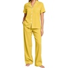 image:imageSWOMOG Women Pajama Sets TwoPiece Nightwear Short Sleeve Sleepwear Button Down Pj Lounge Sets with Long PantsPale Yellow