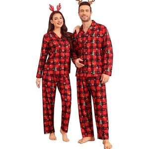 image:imageSWOMOG Matching Family Christmas Pajamas Set Long Sleeve Festival Party Pj Set ButtonDown Sleepwear Soft NightwearRed Christmas Print