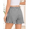 image:imageSWOMOG Womens Boxer Shorts Cotton Pajamas Ruffle Gingham Shorts Summer Casual Lounge Sleep Bottoms Pockets 2026 TrendyBlack White Plaid