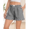 image:imageSWOMOG Womens Boxer Shorts Cotton Pajamas Ruffle Gingham Shorts Summer Casual Lounge Sleep Bottoms Pockets 2026 TrendyBlack White Plaid