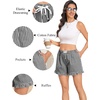 image:imageSWOMOG Womens Boxer Shorts Cotton Pajamas Ruffle Gingham Shorts Summer Casual Lounge Sleep Bottoms Pockets 2026 TrendyBlack White Plaid