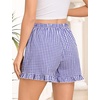 image:imageSWOMOG Womens Boxer Shorts Cotton Pajamas Ruffle Gingham Shorts Summer Casual Lounge Sleep Bottoms Pockets 2026 TrendyBlue White Plaid