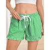 image:imageSWOMOG Womens Boxer Shorts Cotton Pajamas Ruffle Gingham Shorts Summer Casual Lounge Sleep Bottoms Pockets 2026 TrendyGreen White Plaid