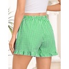 image:imageSWOMOG Womens Boxer Shorts Cotton Pajamas Ruffle Gingham Shorts Summer Casual Lounge Sleep Bottoms Pockets 2026 TrendyGreen White Plaid