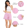 image:imageSWOMOG Womens Boxer Shorts Cotton Pajamas Ruffle Gingham Shorts Summer Casual Lounge Sleep Bottoms Pockets 2026 TrendyPink Striped