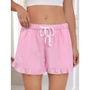 image:imageSWOMOG Womens Boxer Shorts Cotton Pajamas Ruffle Gingham Shorts Summer Casual Lounge Sleep Bottoms Pockets 2026 TrendyPink Striped