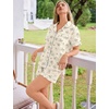 image:imageSWOMOG 100 Cotton Pajamas Set for Women 2PCS Short Sleeve Button Down Pjs Floral Print Summer Sleepwear Tops and PantsBlue Floral Branch