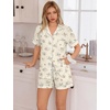 image:imageSWOMOG 100 Cotton Pajamas Set for Women 2PCS Short Sleeve Button Down Pjs Floral Print Summer Sleepwear Tops and PantsBlue Floral Branch