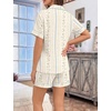 image:imageSWOMOG 100 Cotton Pajamas Set for Women 2PCS Short Sleeve Button Down Pjs Floral Print Summer Sleepwear Tops and PantsBlus Pink Stripe