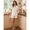 image:imageSWOMOG 100 Cotton Pajamas Set for Women 2PCS Short Sleeve Button Down Pjs Floral Print Summer Sleepwear Tops and PantsBlus Pink Stripe