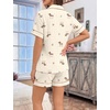 image:imageSWOMOG 100 Cotton Pajamas Set for Women 2PCS Short Sleeve Button Down Pjs Floral Print Summer Sleepwear Tops and PantsCute Lucky Dog