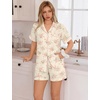 image:imageSWOMOG 100 Cotton Pajamas Set for Women 2PCS Short Sleeve Button Down Pjs Floral Print Summer Sleepwear Tops and PantsPink Rose