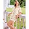 image:imageSWOMOG 100 Cotton Pajamas Set for Women 2PCS Short Sleeve Button Down Pjs Floral Print Summer Sleepwear Tops and PantsPink Rose