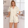 image:imageSWOMOG 100 Cotton Pajamas Set for Women 2PCS Short Sleeve Button Down Pjs Floral Print Summer Sleepwear Tops and PantsSmall Purple Flower