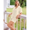 image:imageSWOMOG 100 Cotton Pajamas Set for Women 2PCS Short Sleeve Button Down Pjs Floral Print Summer Sleepwear Tops and PantsYellow Floral Stripes