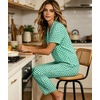 image:imageSWOMOG 100 Cotton Pajamas for Women Set 2PCS ButtonDown Lounge Pjs Short Sleeve Tops and LongPants with PocketGreen Plaid