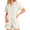 image:imageSWOMOG 100 Cotton Pajamas Set for Women 2PCS Short Sleeve Button Down Pjs Floral Print Summer Sleepwear Tops and PantsBlus Pink Stripe
