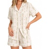 image:imageSWOMOG 100 Cotton Pajamas Set for Women 2PCS Short Sleeve Button Down Pjs Floral Print Summer Sleepwear Tops and PantsYellow Floral Stripes