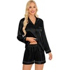 image:imageSWOMOG Womens Silk Satin Pajamas Sets Short Sleeve Sleepwear Button Down Pjs Sets Long Loungewear Pants amp Shorts