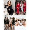 image:imageSWOMOG Womens Silk Satin Pajamas Sets Short Sleeve Sleepwear Button Down Pjs Sets Long Loungewear Pants amp Shorts