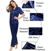 image:imageSWOMOG Couples Pajamas Sets Women amp Men Satin Short Sleeve Sleepwear Button Down Loungewear Pjs Sets with Long PantsNavy Blue