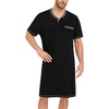 image:imageSWOMOG Mens Nightshirt Modal Short Sleeve Nightgown Henley Night Shirts Sleepwear Big amp Tall NightwearBlack