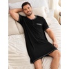 image:imageSWOMOG Mens Nightshirt Modal Short Sleeve Nightgown Henley Night Shirts Sleepwear Big amp Tall NightwearBlack