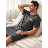 image:imageSWOMOG Mens Nightshirt Modal Short Sleeve Nightgown Henley Night Shirts Sleepwear Big amp Tall NightwearDark Grey